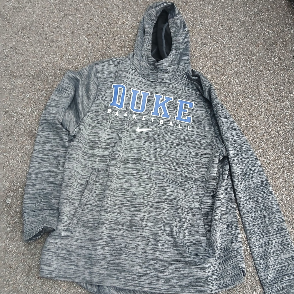 Duke Blue Devils Sweatshirt Hoodie Mens Large Gray NCAA Basketball Nike Dri Fit